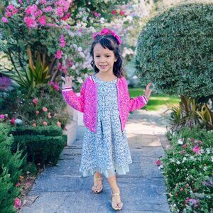Oshkosh Girl's Fit & Flare Floral Dress Sleeveless Low-High Princess Holiday 5T